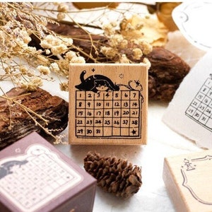 2024 Kalender Stempel, Holzstempel, Bullet Journal Stempel, Tagesplaner, Wochenplaner, To Do Liste, Habit Tracker, AL-946