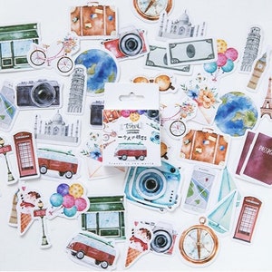 46 stuks reisstickers, Bullet Journal-stickers, leuke stickers, grappige stickers, AL086