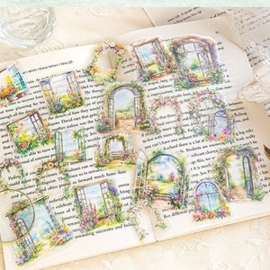 Pakket bloemraamstickers, decoratieve stickers, junk Journal, AL917-1