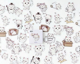 45 Stück Kawaii Katzen Sticker,Süße Sticker,Sticker Pack,Ästhetische Sticker für Journal
