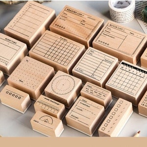 Gummi Planer Stempel Set, Habit Tracker Stempel, Buch Stempel für Bullet Journal, Kalender Holz Stempel Gummi, Bujo Stempel 18Typen