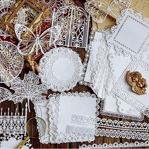 10 Stück Spitze Scrapbook Papier Kit, Schmetterling, Blumen Junk Journal Kit, Journal Ephemera Pack, 10 Sets
