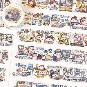 Washi-tape voor dagelijks werk, kawaii-stickers, Bullet Journal, planner, washitape gehaktbal, stemmingstracker, MTB-72