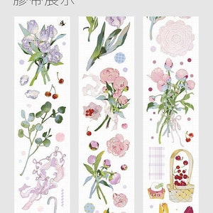 PET-tape lentebloemen, washi/transparante tape, kawaiistickers, rommeldagboekkit voor planner, plakboek | PRATEN-01