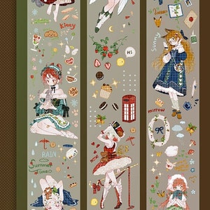 Kerst meisjes meisjes PET-tape, washi/clear tape, kawaii stickers, junk journal kit voor planner, plakboek | Shine-06