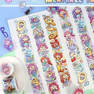 Cinta washi de albóndigas, pegatinas kawaii, Bullet Journal, cinta washi kawaii / cuento de hadas, sirena, océano, MTB-52