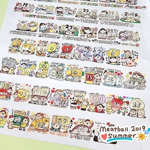Nastro washi a forma di polpetta, adesivi per agenda, adesivi kawaii, adesivi per bullet journal/agenda giornaliera, calendario, MTB-16