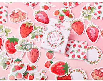 45 Stück Erdbeer-Aufkleber für Journal, niedliche Obst-Aufkleber, rosa ästhetische Aufkleber, lustiger Autoaufkleber, Lebensmittelaufkleber