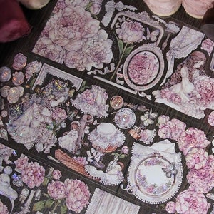 PET Klebeband, Klebeband, Junk Journal Kit, Journal Aufkleber für Planer, Scrapbook| Rosa,Mädchen,Löwe-01