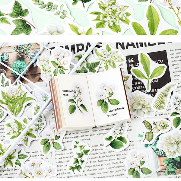 45pcs Flower Stickers Pack, Kawaii Stickers, Bullet Journal Sticker, AL127