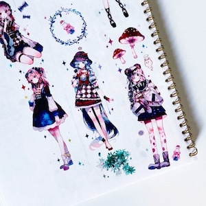 Nastro adesivo PET Summer Girl, nastro trasparente, adesivi kawaii, kit di diario spazzatura per planner, album/JY-01