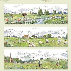 Taśma washi Wild Field, zestaw Junk Journal, naklejki do Bullet Journal, album ze zdjęciami|Mood-045