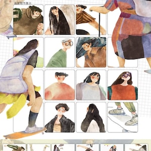 Cinta adhesiva YDK PET, washi/transparente, pegatinas kawaii para agenda diaria, bullet journal/play skateboard, Nailyo-63