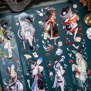 Ruban adhésif pour animaux de compagnie sorcière d'Halloween, ruban adhésif transparent, autocollants kawaii, kit de journal indésirable pour agenda, scrapbooking | Magic Girl, Shine-34