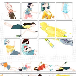 YDK Washi Tape, Kawaii Aufkleber für Tagesplaner, Bullet Journal, Junk Journal| Schwimmende Menschen, Nailyo-11