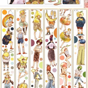 Nastro adesivo PET YDK, Washi/nastro trasparente, adesivi kawaii per agenda giornaliera, Bullet Journal/Fruit Girl and Boy, Nailyo-60