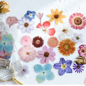 40 stücke Blühende Scrapbook Aufkleber, Vinyl Bullet Journal Aufkleber, Blumen Klare Aufkleber für Junk Journal,Scrapbook,AL174