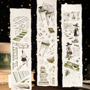 Ruban adhésif Washi, autocollants kawaii, kit de journal indésirable, scrapbooking, agenda | Ruban adhésif Washi pour bibliothèque Forest, Reco-04