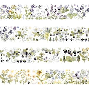 Taśma PET Wild Garden, taśma Washi/Clear, naklejki Kawaii, zestaw Junk Journal do planera, album | Wild Berry-05