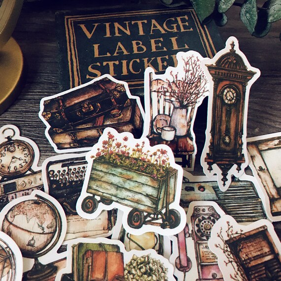 Vintage Home Decro Stickers Pack, Junk Journal Kit, Ephemera