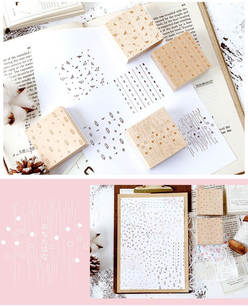 rubber stamp set rubber stamps vintage wood stamps rubber|Background stamps frame stamps\uff0c6types wood stamp rubber stamps