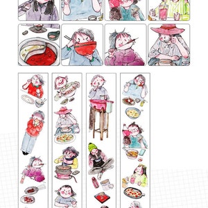 YDK-washitape, kawaiistickers voor dagelijkse planner, Bullet Journal, junkjournal| Veel eten, Nailyo-05