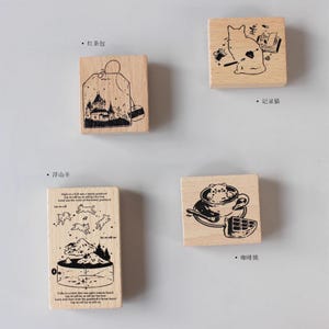 Kaffee Stempel, Holzstempel, Bullet Journal Stempel, Planer, Junk Journal, Nachmittagstee, Dessert, Stimmung-404