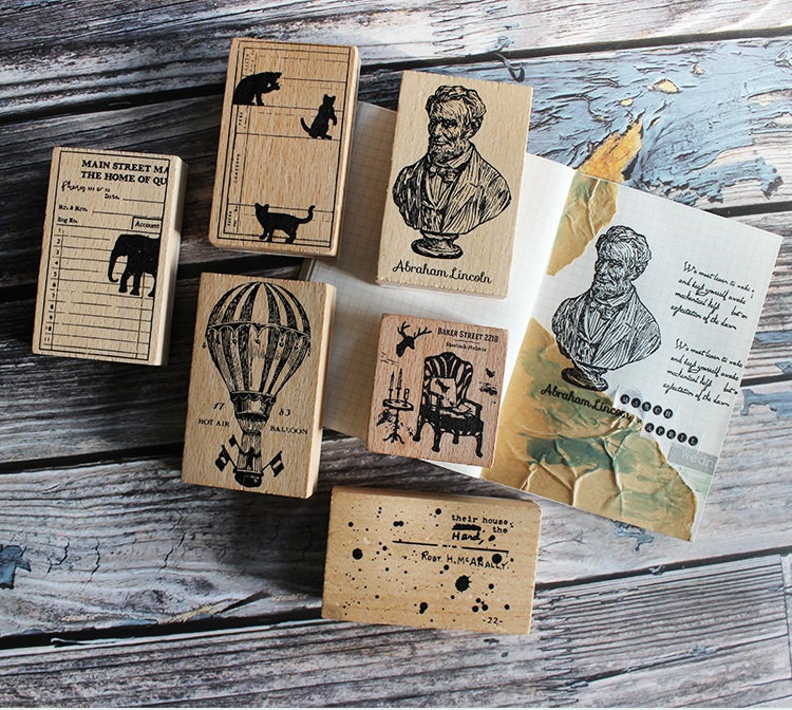 Rubber Stamps Rubber Stamps Vintage Rubber Stamp Set Wood Etsy