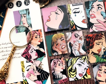 14 naklejek do scrapbookingu z płaczącą dziewczynką, amerykańskie winylowe naklejki do dziennika Bullet Journal, zestaw pamiątek, ZX015