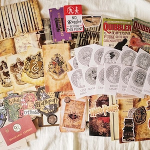 58-delige junkjournaalkit, decoratieve stickers, gestanste stukken, kortstondige plakboek, HP schoolacceptatiebrief, ZX068
