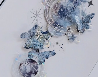 Stars Celestial PET Tape, Clear Tape, Kawaii Stickers, Junk Journal Kit for Planner, Scrapbook|Celestial Galaxy,Astrology,MBJX-02