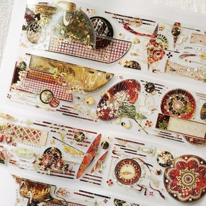 Cinta adhesiva PET, cinta transparente, kit de diario basura, pegatinas para diario Bullet Journal, álbum de recortes/fondo antiguo chino, ventana, estado de ánimo-324