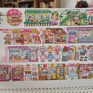 Frikadellen Washi Tape, süsse Aufkleber, Bullet Journal, Planer| Einkaufsstraße-2, Stadtbild, Tuchladen, Mountainbike-38