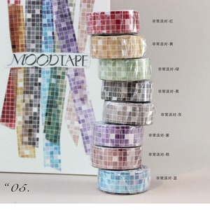 Nastro Washi con griglia di colori assortiti, nastro adesivo, planner, bullet journal, Mood-316
