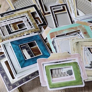 35pcs Photo Frame Scrapbook Stickers Pack, Vinyl Junk Journal Stickers for Travel Journal, Journal Ephemera Pack, Rabit006