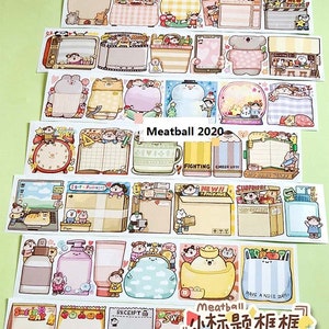Washi-tape gehaktbal, kawaiistickers, Bullet Journal-sticker, planner | Titellijstmemo, MTB-25