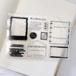 Letter Frame Rubber Stamps Set, Clear Stamps,Bullet Journal Stamp,Planner, Junk Journal, Mood-436