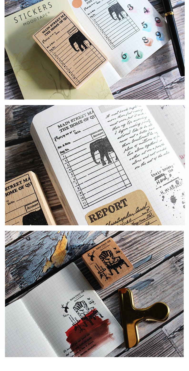 Rubber Stamps Rubber Stamps Vintage Rubber Stamp Set Wood Etsy