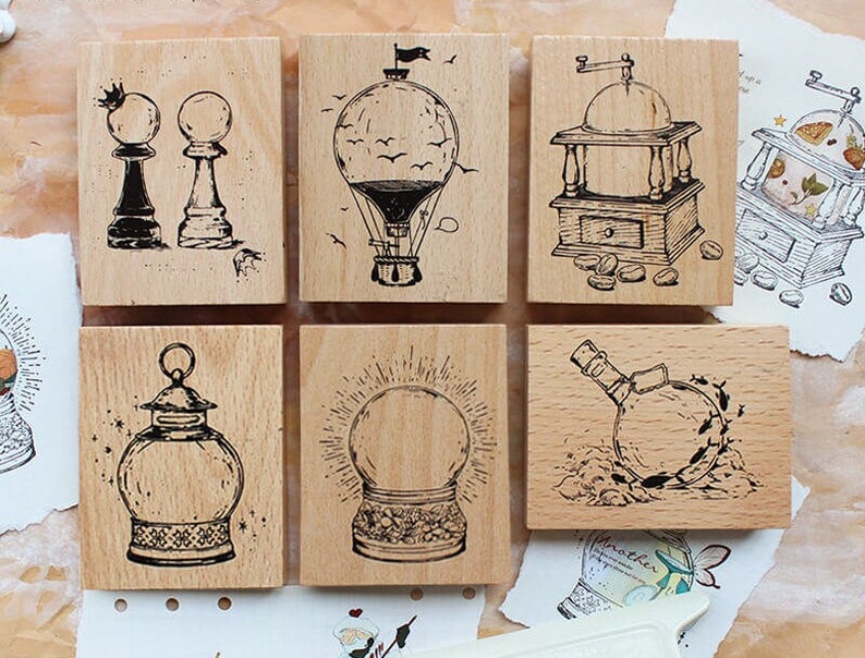 Rubber Stamps Rubber Stamps Vintage Rubber Stamp Set Wood Etsy
