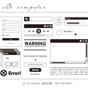 Computer SVG-stempelset, Bullet Journal-stempel, junkjournaal, waarschuwingsfout, stemming-51