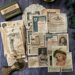 41pcs Junk Journal Kit, Coffee Dyeing Junk Journal EpheEmera Pack, Lace Paper Kit, Scrapbook Paper Kit, ZX021