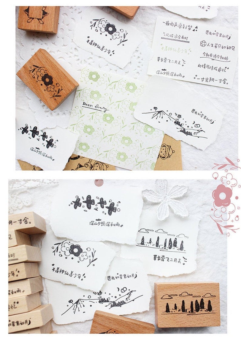 Rubber Stamps Rubber Stamps Vintage Rubber Stamp Set Wood Etsy