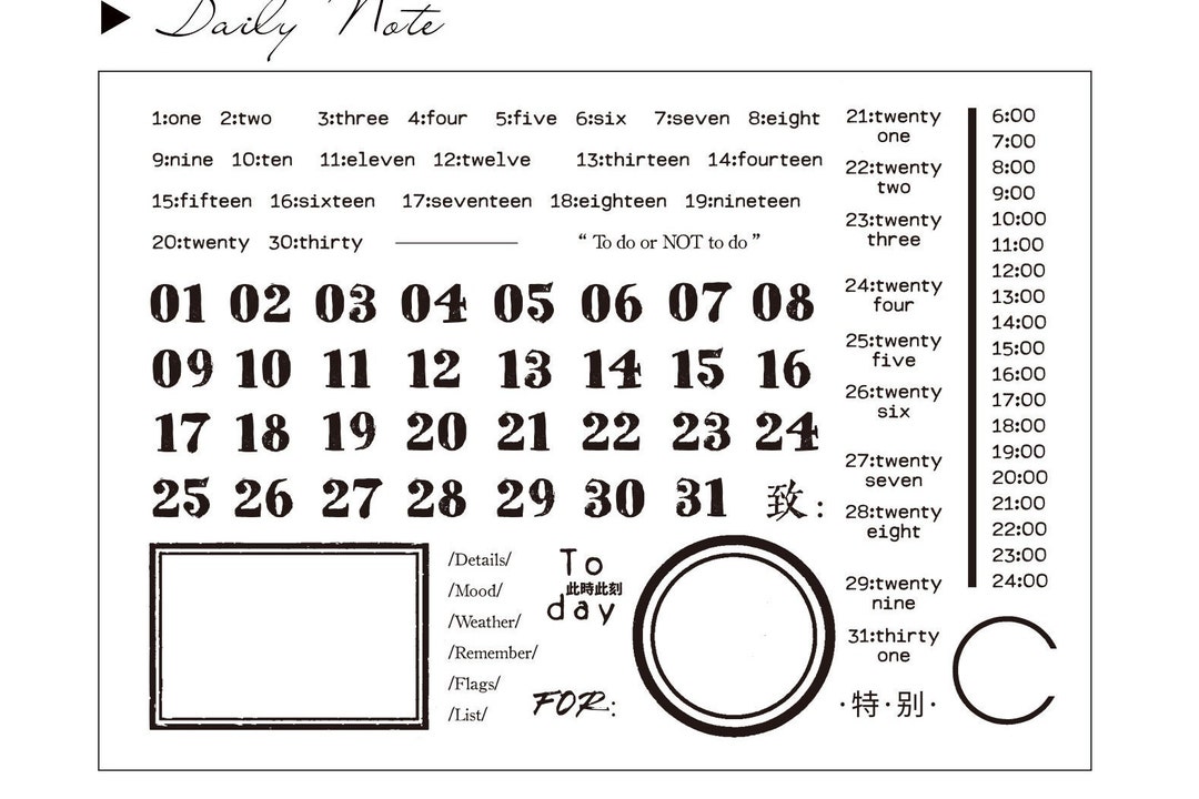 Note Journal Stamp Planner Stamps, Bullet Journal Stamps, Bujo Stamps, Calendar Stamps ...
