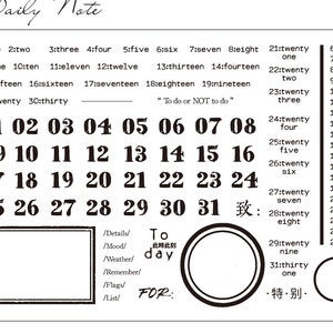 Plannerstempels, Bullet Journal-postzegels, Bujo-postzegels, kalenderstempels, stempels vintage | Aantal, maandelijks, tijdlijn, datumstempel, stemming-248