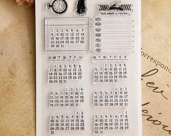 Planner Rubber Stamps, Calendar Stamps, Clear Stamps, Bullet Journal Stamp, Scrapbook