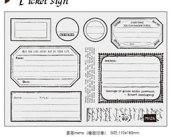 Label Frame Rubber Stamp Set, Bullet Journal Stamp, Junk Journal, Planner, Mood016