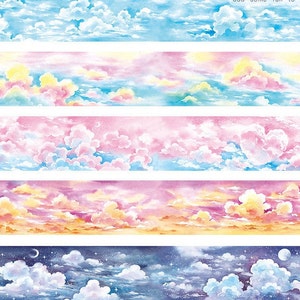 Assorted Clouds Washi Tape, Junk Journal Kit, Journal Stickers for Bullet Journal, Scrapbook| Mood-42