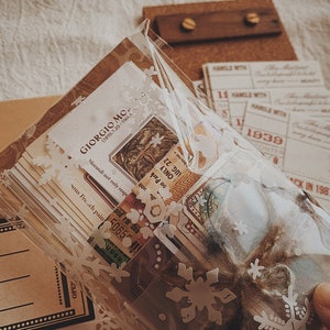 Kit de 205 papiers pour scrapbooking, kit de carnets pour fond de fleurs, lot de carnets éphémères, sac à main pour carnets vintage, billets, étiquettes | FR-02