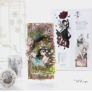 Nastro adesivo Fairytale Girl PET, Washi/Nastro trasparente, Kit per diario spazzatura, Adesivi per diario Bullet Journal, Scrapbook/Mood-283