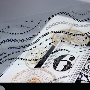 Cinta adhesiva PET con cadena, cinta transparente, kit para diario basura, pegatinas para diario Bullet Journal, álbum de recortes/estado de ánimo-291